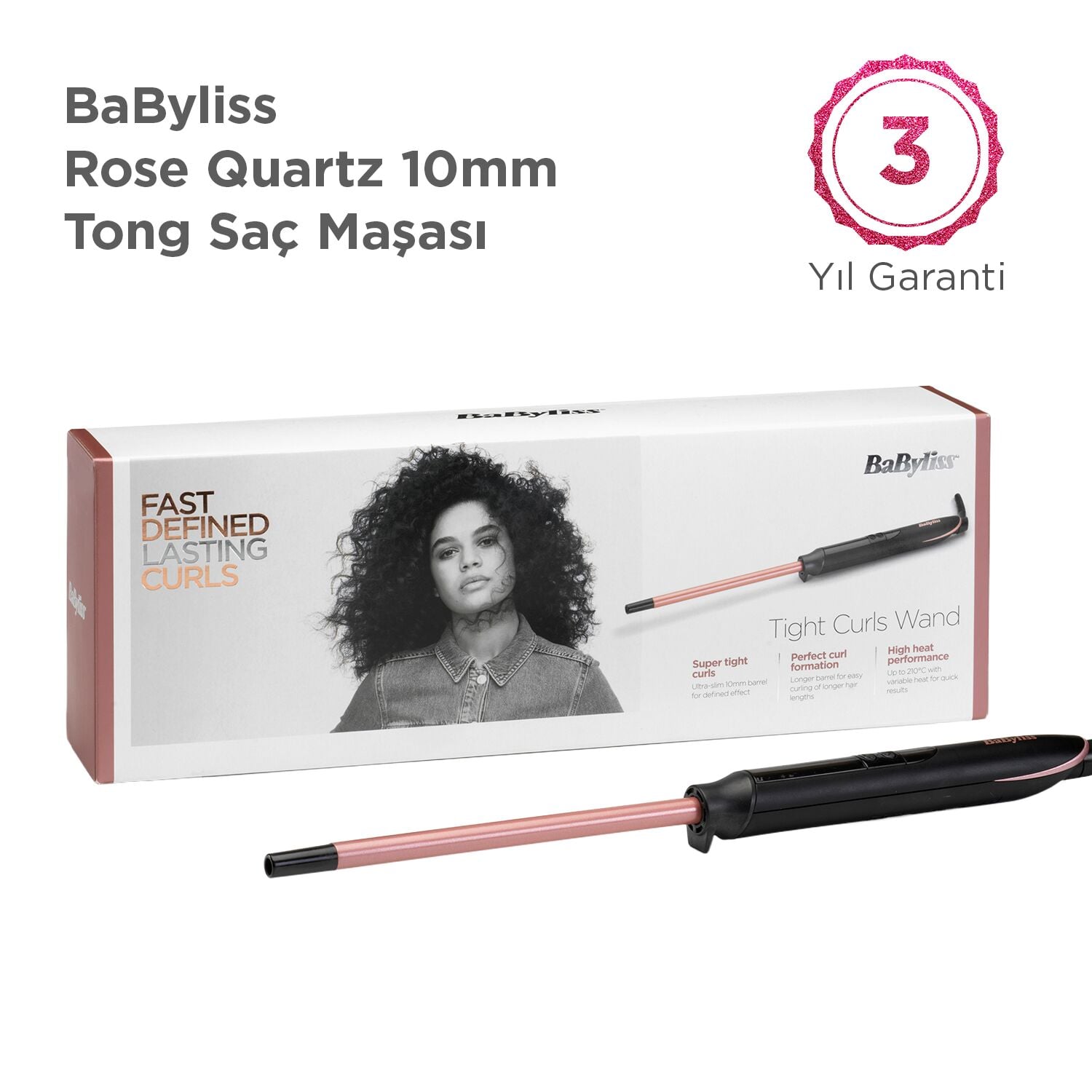 BaByliss C449E Rose Quartz 10mm Tong Saç Maşası