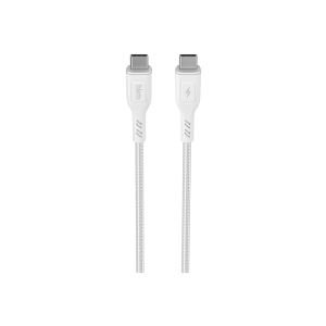 hkm tech KNIT 60W Hızlı Şarj Destekli, Type-C to Type-C Şarj ve Data Aktarım Kablosu Beyaz