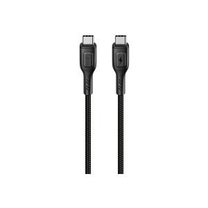 hkm tech KNIT 60W Hızlı Şarj Destekli, Type-C to Type-C Şarj ve Data Aktarım Kablosu Siyah