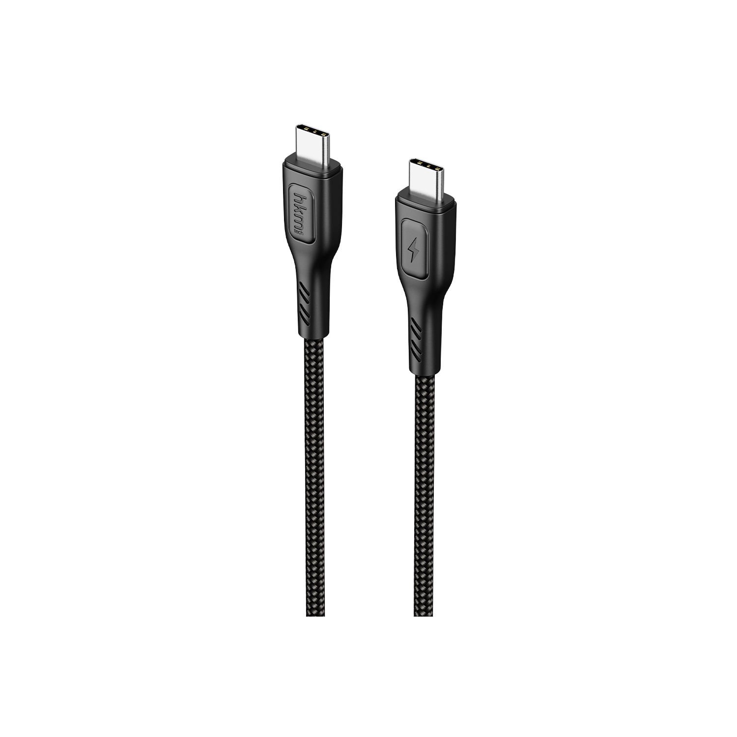 hkm tech KNIT 60W Hızlı Şarj Destekli, Type-C to Type-C Şarj ve Data Aktarım Kablosu Siyah