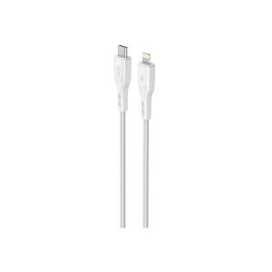 hkm tech KNIT 30W Hızlı Şarj Destekli, Type-C to Lightning Şarj ve Data Aktarım Kablosu Beyaz