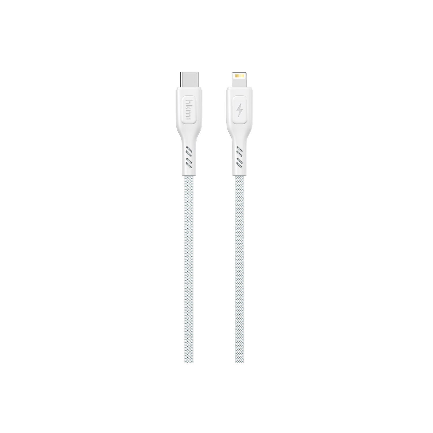 hkm tech KNIT 30W Hızlı Şarj Destekli, Type-C to Lightning Şarj ve Data Aktarım Kablosu Beyaz