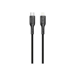 hkm tech KNIT 30W Hızlı Şarj Destekli, Type-C to Lightning Şarj ve Data Aktarım Kablosu Siyah