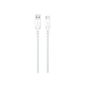 hkm tech KNIT 2A Çıkışlı, USB-A to Type-C Şarj ve Data Aktarım Kablosu Beyaz