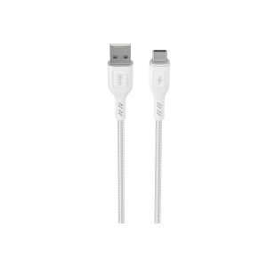 hkm tech KNIT 2A Çıkışlı, USB-A to Type-C Şarj ve Data Aktarım Kablosu Beyaz