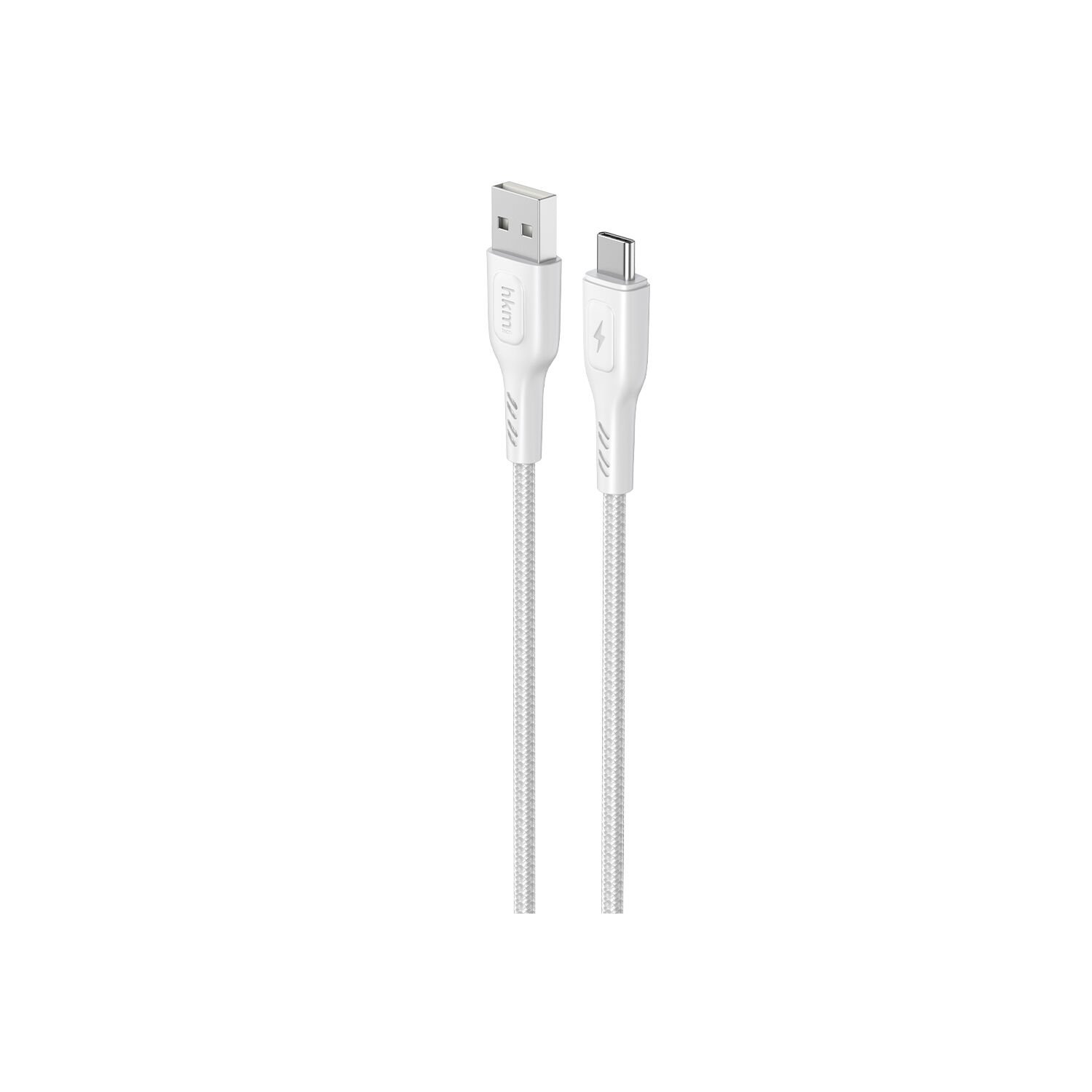 hkm tech KNIT 2A Çıkışlı, USB-A to Type-C Şarj ve Data Aktarım Kablosu Beyaz