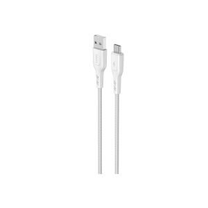 hkm tech KNIT 2A Çıkışlı, USB-A to Type-C Şarj ve Data Aktarım Kablosu Beyaz