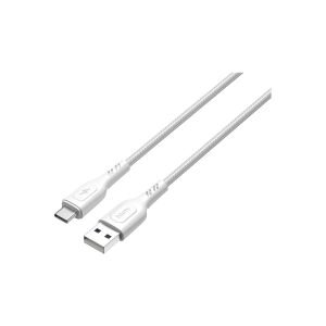 hkm tech KNIT 2A Çıkışlı, USB-A to Type-C Şarj ve Data Aktarım Kablosu Beyaz