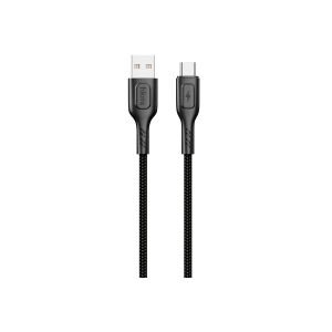 hkm tech KNIT 2A Çıkışlı, USB-A to Type-C Şarj ve Data Aktarım Kablosu Siyah