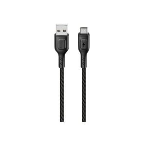 hkm tech KNIT 2A Çıkışlı, USB-A to Type-C Şarj ve Data Aktarım Kablosu Siyah