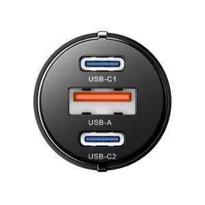hkm tech HYPER 60W Hızlı Şarj Destekli, 3 girişli (2xType-C 1xUSB) Araç İçi Çakmaklık Şarj Aleti