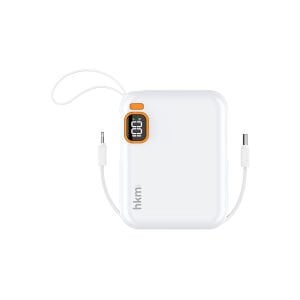 hkm tech POWER DUO 10.000 mAh 20W Hızlı Şarj Destekli, Type-C ve Lightning Kablolu Powerbank Beyaz
