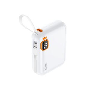 hkm tech POWER DUO 10.000 mAh 20W Hızlı Şarj Destekli, Type-C ve Lightning Kablolu Powerbank Beyaz