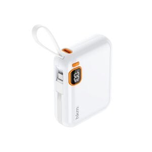 hkm tech POWER DUO 10.000 mAh 20W Hızlı Şarj Destekli, Type-C ve Lightning Kablolu Powerbank Beyaz
