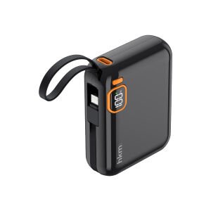 hkm tech POWER DUO 10.000 mAh 20W Hızlı Şarj Destekli, Type-C ve Lightning Kablolu Powerbank Siyah