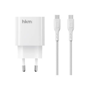 hkm tech BOLT DUO 20W USB-A ve Type-C Çift Portlu Hızlı Şarj Aleti ve Type-C Kablo Seti