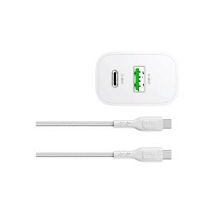 hkm tech BOLT DUO 20W USB-A ve Type-C Çift Portlu Hızlı Şarj Aleti ve Type-C Kablo Seti