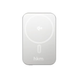 hkm tech MAG Q-ELITE 5.000 mAh 20W Qi2 Teknolojili ve MagSafe Uyumlu Kablosuz İnce Powerbank Gümüş