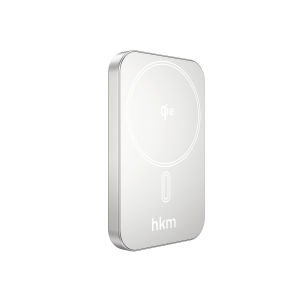 hkm tech MAG Q-ELITE 5.000 mAh 20W Qi2 Teknolojili ve MagSafe Uyumlu Kablosuz İnce Powerbank Gümüş