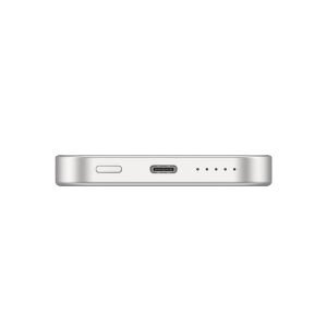 hkm tech MAG Q-ELITE 5.000 mAh 20W Qi2 Teknolojili ve MagSafe Uyumlu Kablosuz İnce Powerbank Gümüş