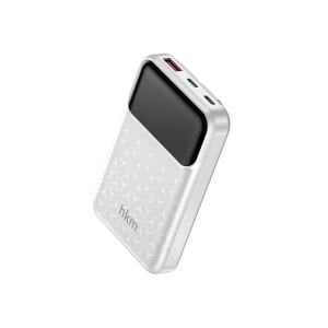 hkm tech POWER NANO 10.000 mAh 20W Hızlı Şarj Destekli, Type-C ve Lightning Kablolu Powerbank Beyaz