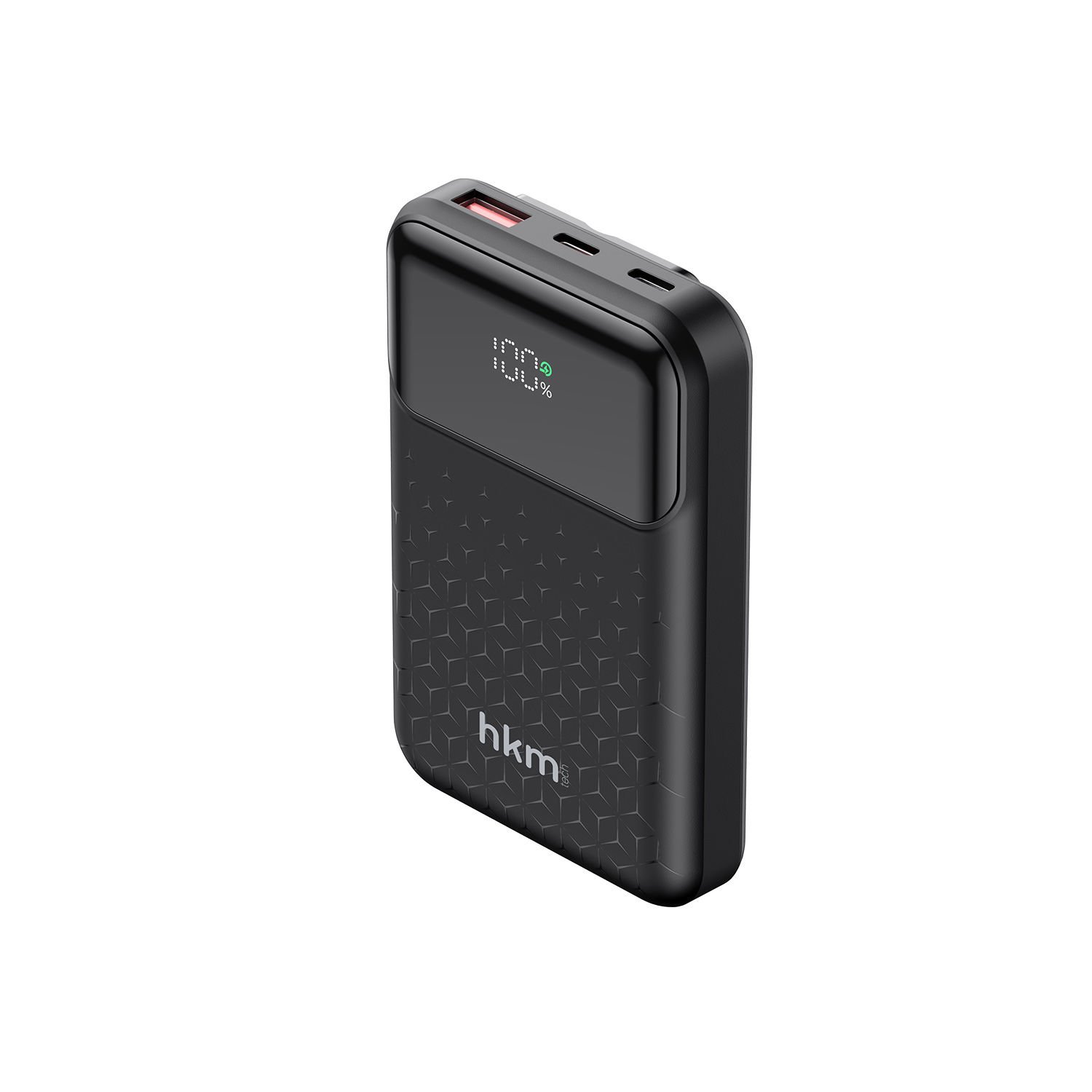 hkm tech POWER NANO 10.000 mAh 20W Hızlı Şarj Destekli, Type-C ve Lightning Kablolu Powerbank Siyah