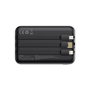 hkm tech POWER NANO 10.000 mAh 20W Hızlı Şarj Destekli, Type-C ve Lightning Kablolu Powerbank Siyah