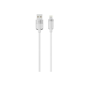 hkm tech KNIT GLAM 2.1A Hızlı Şarj Destekli, USB-A to Lightning Şarj ve Data Aktarım Kablosu Beyaz