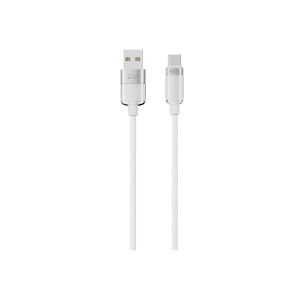 hkm tech KNIT GLAM 2.1A Hızlı Şarj Destekli, USB-A to Type-C Şarj ve Data Aktarım Kablosu Beyaz