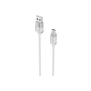 hkm tech KNIT GLAM 2.1A Hızlı Şarj Destekli, USB-A to Type-C Şarj ve Data Aktarım Kablosu Beyaz