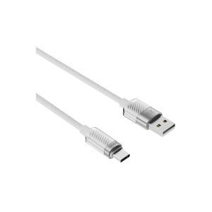hkm tech KNIT GLAM 2.1A Hızlı Şarj Destekli, USB-A to Type-C Şarj ve Data Aktarım Kablosu Beyaz