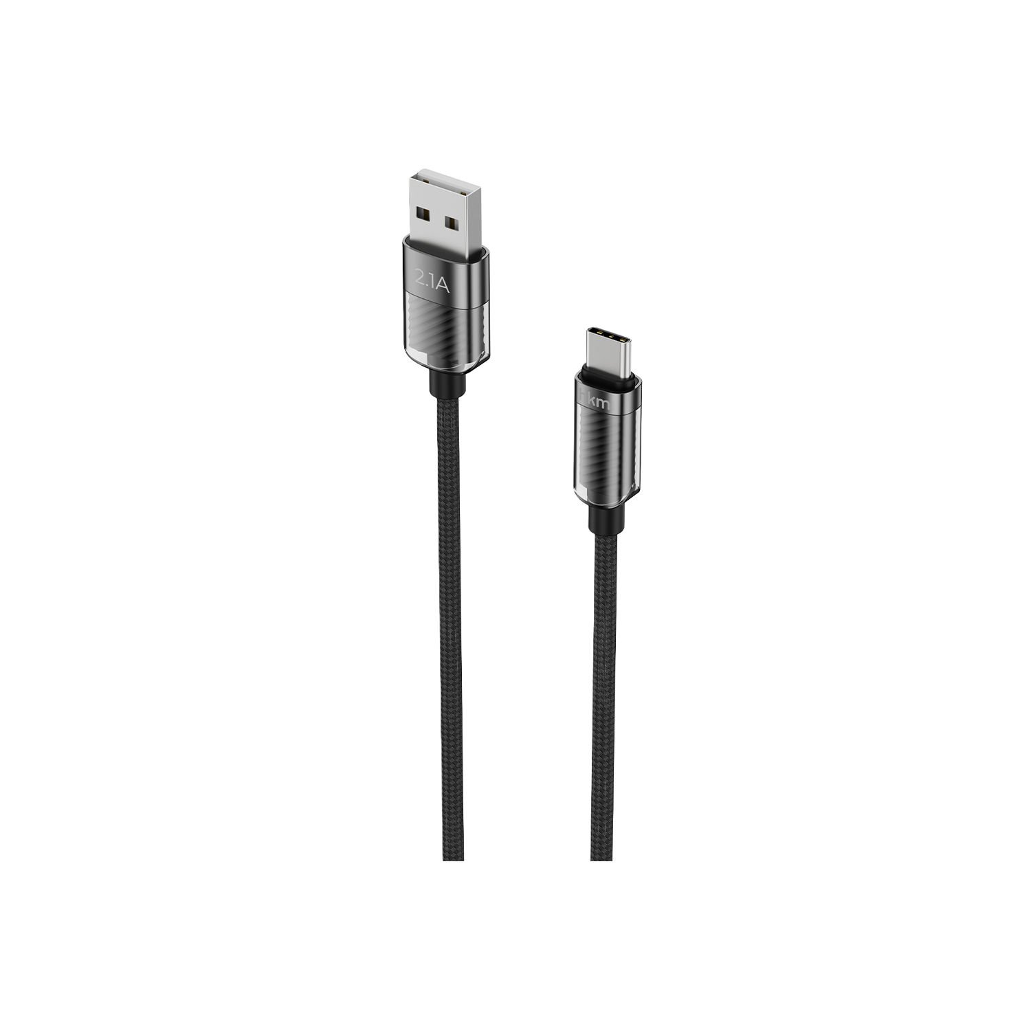 hkm tech KNIT GLAM 2.1A Hızlı Şarj Destekli, USB-A to Type-C Şarj ve Data Aktarım Kablosu Siyah