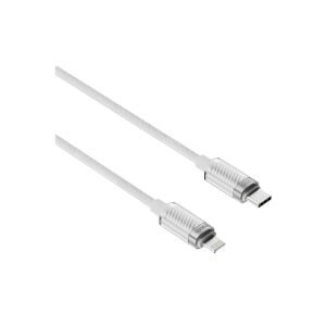 hkm tech KNIT GLAM 30W Hızlı Şarj Destekli, Type-C to Lightning Şarj ve Data Aktarım Kablosu Beyaz
