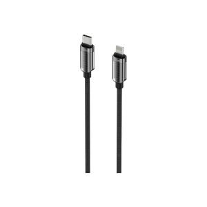 hkm tech KNIT GLAM 30W Hızlı Şarj Destekli, Type-C to Lightning Şarj ve Data Aktarım Kablosu Siyah
