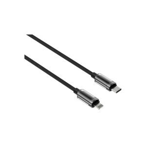hkm tech KNIT GLAM 30W Hızlı Şarj Destekli, Type-C to Lightning Şarj ve Data Aktarım Kablosu Siyah