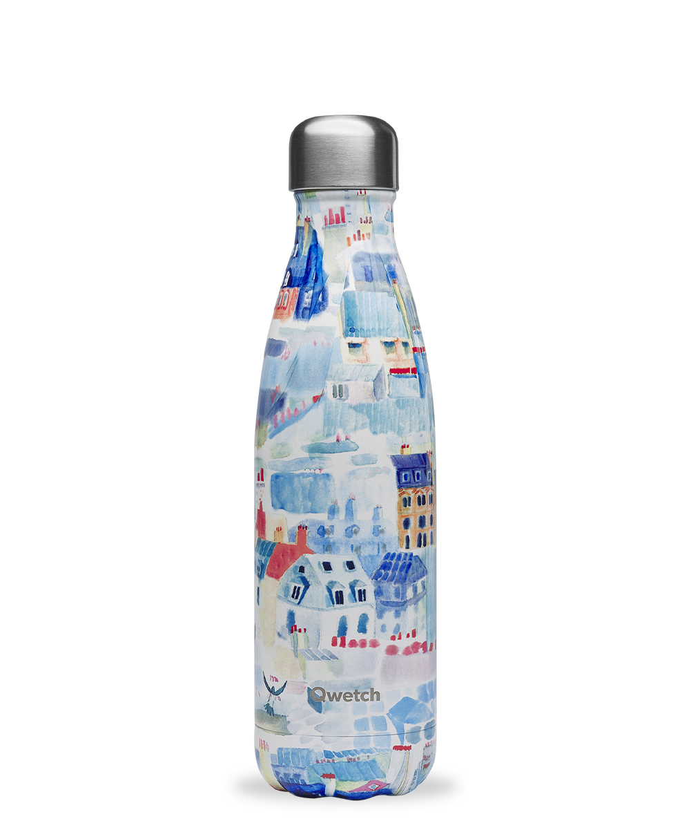 Qwetch QD3366 Isı Yalıtımlı 500ml Termos - Paris Desenli